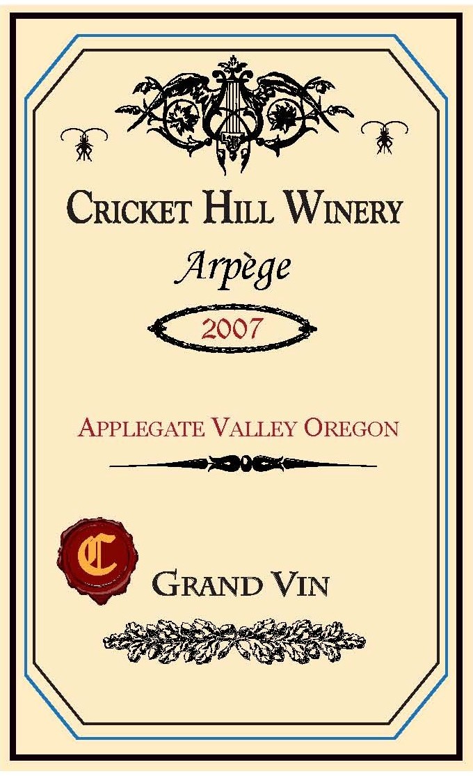 Cricket Hill 2007 Arpege Wine Label tasting note Cricket Hill 2007 Arpege Wine Label
